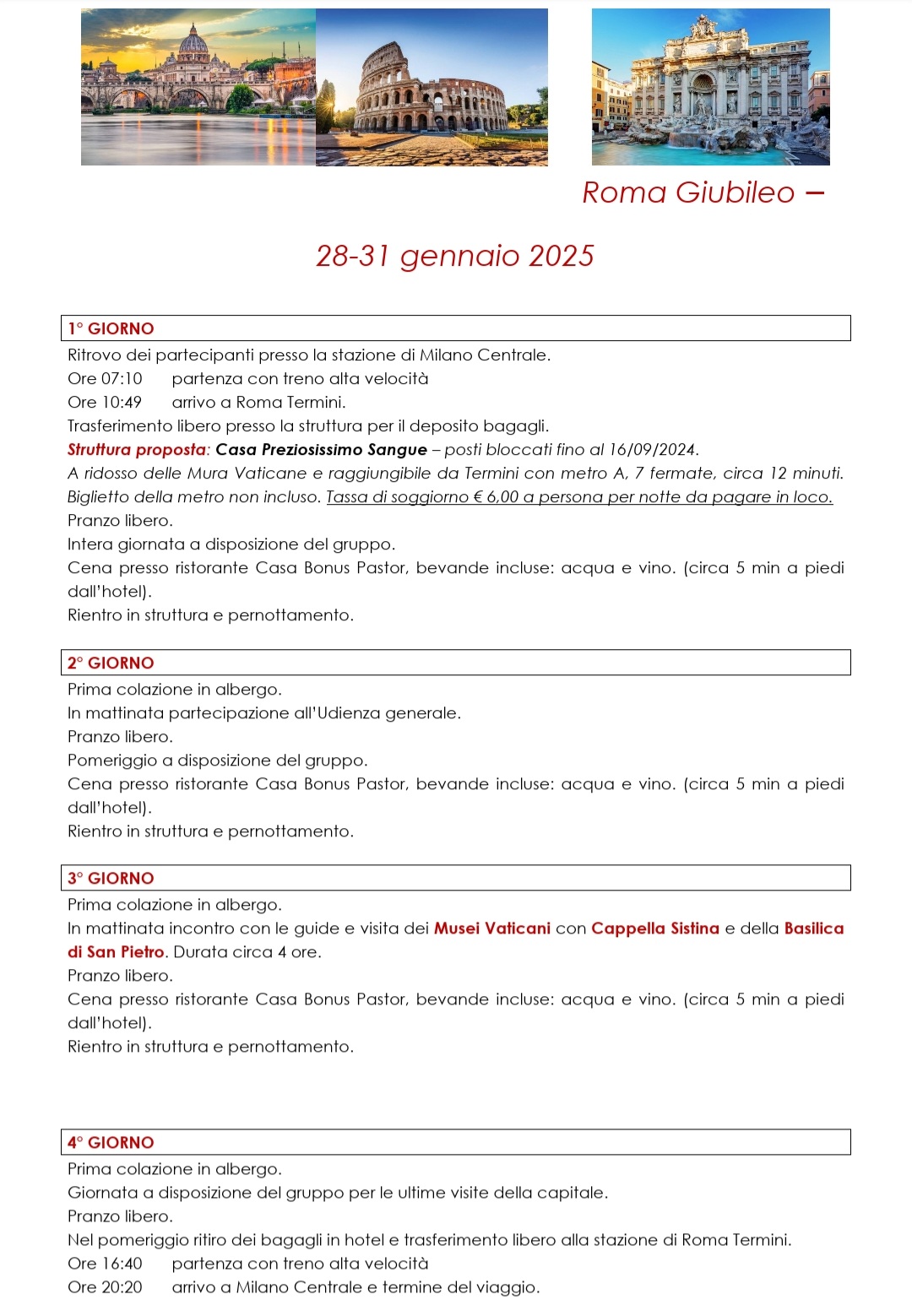 Il Giubileo 2025. Roma e Udienza Papale 