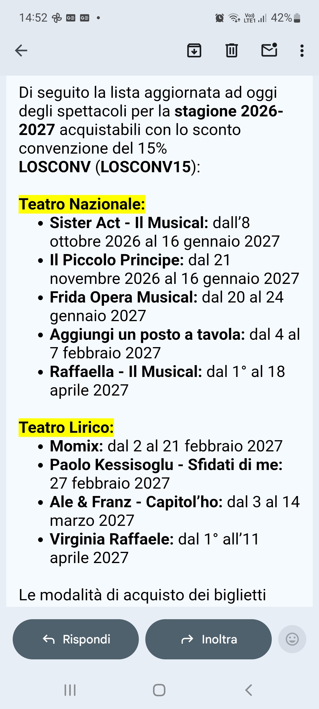 Teatro Nazionale e Lirico! Stagione 2026/2027